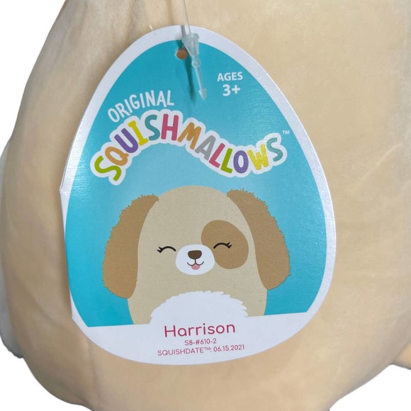 Squishmallows 8" Harrison Puppy Dog NWT New Plush Stuffed Animal Cream Brown - Picture 3 of 3